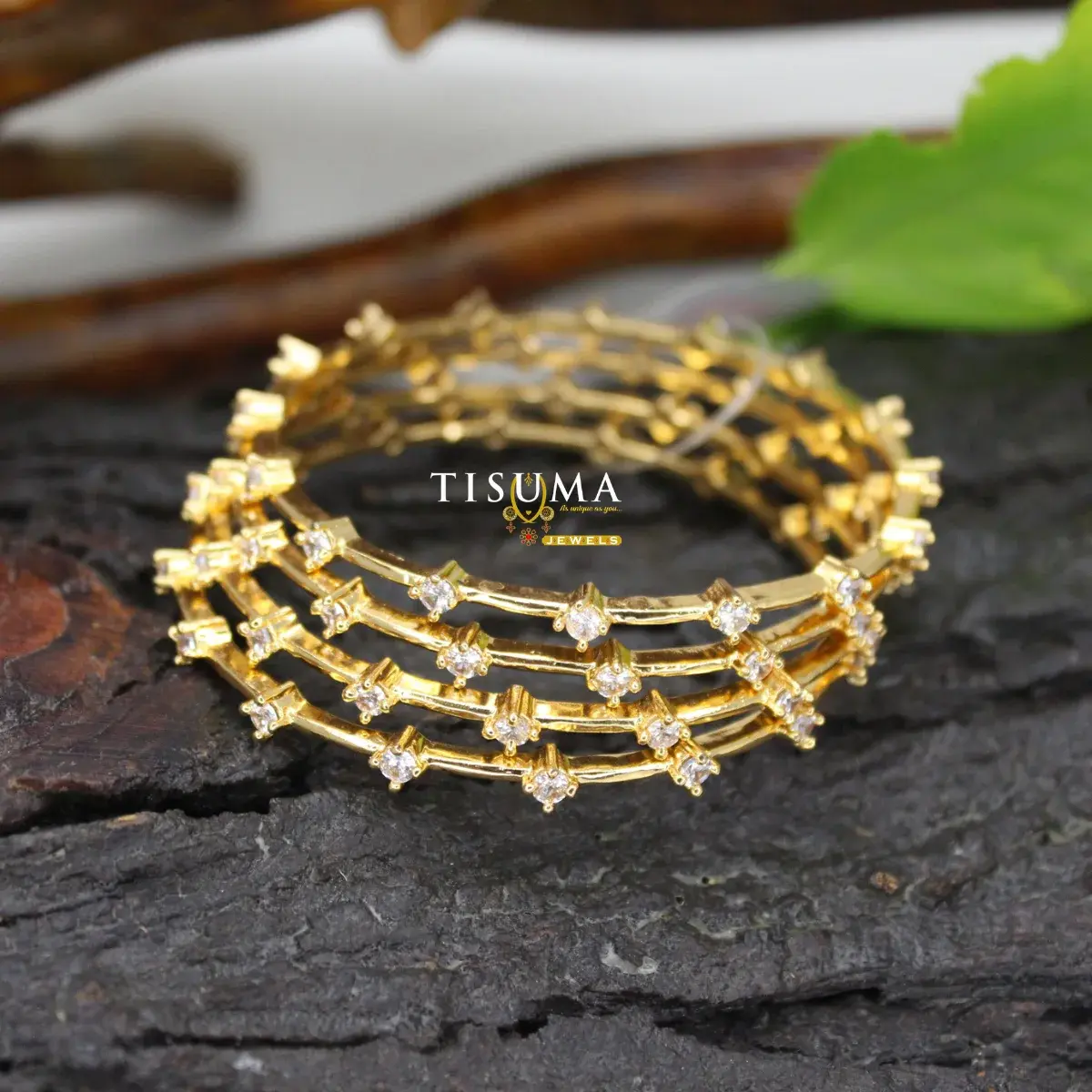 Micro Gold AD Sleek Bangles